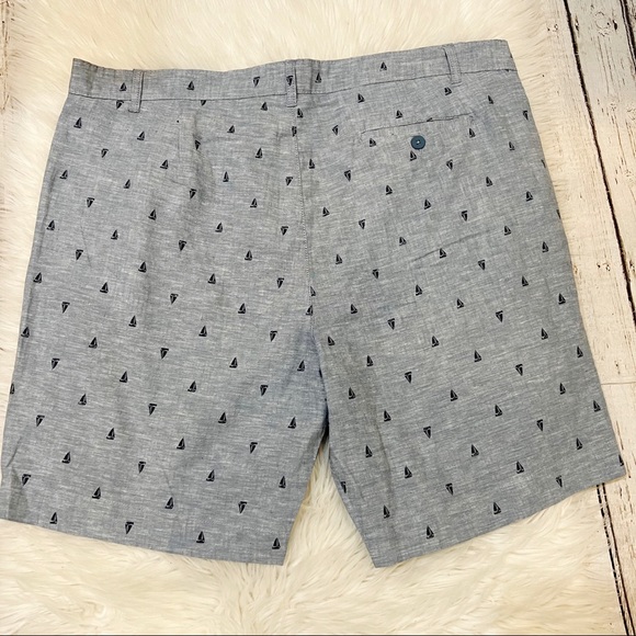 Tenth & Ocean NWT Sailboat Print Washable Linen Blend Flat Front Shorts 40 - Picture 2 of 5